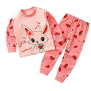 Toddler Girls Pajamas 2Ps Tops Pants Round Neck Long Sleeve Tops Pant Cute Sheep Sleepwear Pajamas Set for Girls 2T-3T